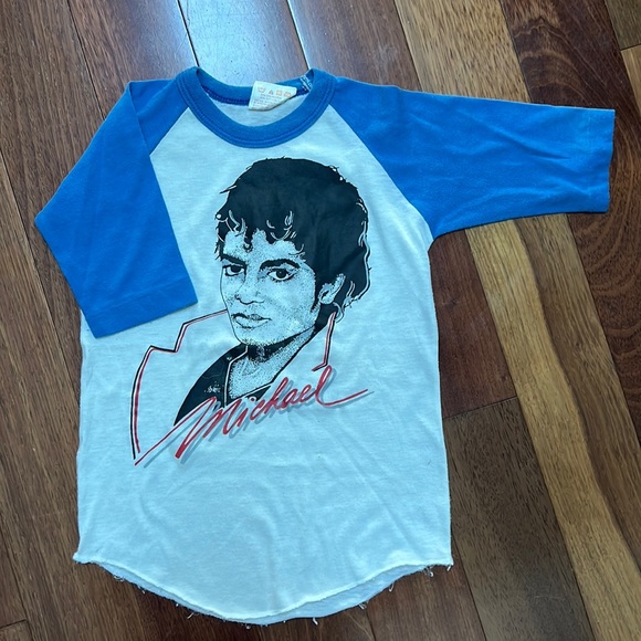 RARE vintage 70s Michael Jackson baseball raglan tee THRILLER size 6T - Picture 1 of 5